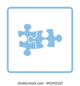 Puzzle decision icon. Blue frame design. Vector illustration.