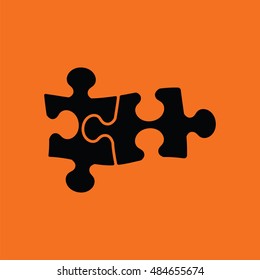 Puzzle decision icon. Orange background with black. Vector illustration.