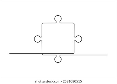 Puzzle design continuous one line art drawing of vector illustration