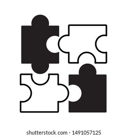 Puzzle design, Jigsaw game teamwork match toy connection and solution theme Vector illustration