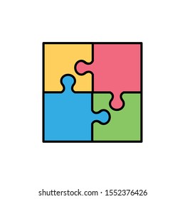 Puzzle design, Jigsaw game teamwork match toy connection and solution theme Vector illustration