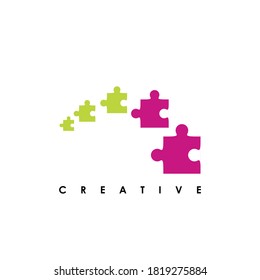 puzzle design logo template vector