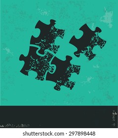 Puzzle design on green background,grunge vector