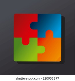 Puzzle design over black background, vector illustration