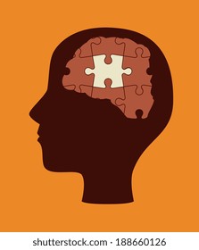 Puzzle design over orange background, vector illustration