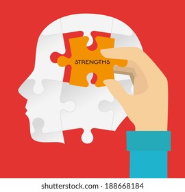 Puzzle design over red background, vector illustration