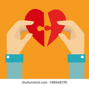 Puzzle design over yellow background, vector illustration