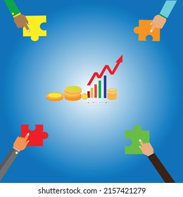 Diseño de rompecabezas Trabajo en equipo, Concepto de trabajo en equipo con manos y rompecabezas. Puede usarse para banner web, infografías