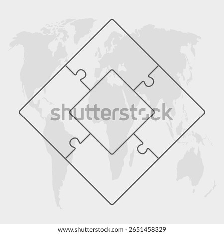 Puzzle diagram infographic process on 4 parts, options or processes. Template time line for diagram, graph, presentation and chart. Four steps square jigsaw puzzle pieces for business, flow concept