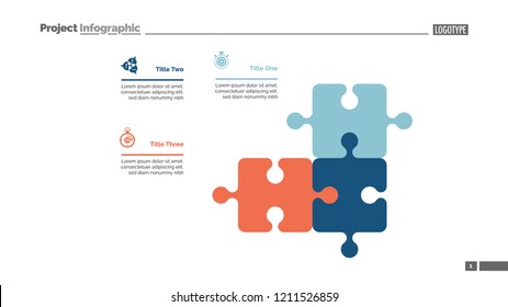 Puzzle diagram with three elements. Cycle chart, graph, layout. Creative concept for infographics, presentation, project, report. Can be used for topics like business, workflow, strategy.