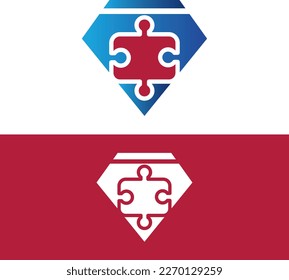 Puzzle Diamond Design Logo Vector