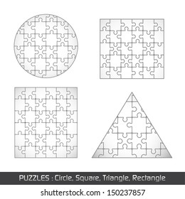 Puzzle Different Object Set - Isolated On White Background, Vector Illustration, Graphic Design Editable For Your Design.