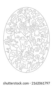 Dibujo de rompecabezas con un patrón sobre el café. Libro de café. Rompecabezas con un patrón