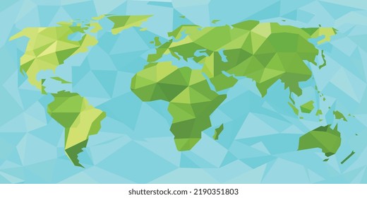 Puzzle Earth Map with high quality in two base colors, green and blue