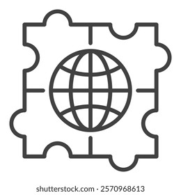 Puzzle with Earth vector Multipolarity outline icon or symbol