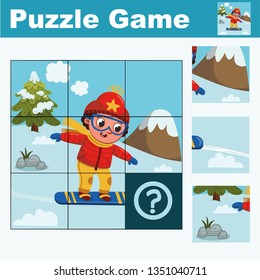 Puzzle education game for preschool children. Find the missing piece. Vector illustration. 