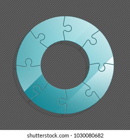 Puzzle eight piece business round presentation. Circle puzzles infograph. Section compare banner background. 8 puzzle step round process diagram. Vector business infographic banner