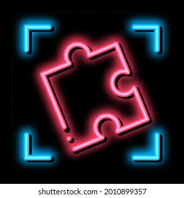 puzzle element neon light sign vector. Glowing bright icon puzzle element sign. transparent symbol illustration