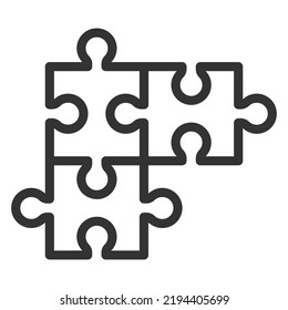 Elementos de rompecabezas - icono, ilustración sobre fondo blanco, estilo de contorno