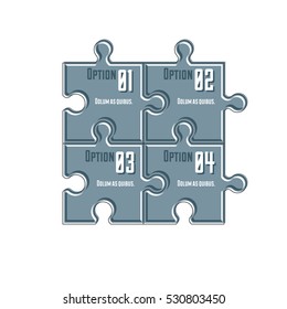Puzzle elements infographic composition, layout of jigsaw puzzles for visual presentation of options.