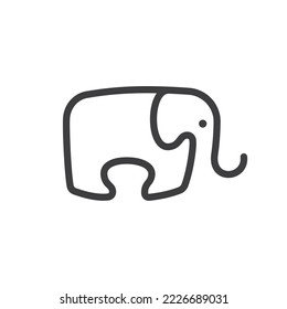 Puzzle elephant for t-shirt design logo, greeting card, simple tattoo idea.