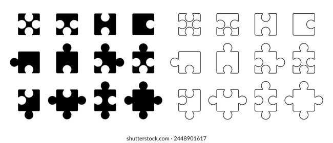 Puzzle Extension Icon Set. Modern Vector Isolated on White Background. Design for Apps, Web, UI