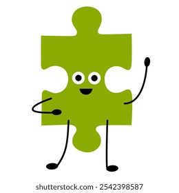 Puzzle with Face. Emotion. Colored character. Cartoon style. Flat design. Hand drawn trendy Vector illustration isolated on white background