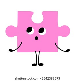 Quebra-cabeça com rosto. Emoção. Caractere colorido. Estilo de desenho animado. Design plano. Desenhado à mão na moda Ilustração de vetor isolado no fundo branco