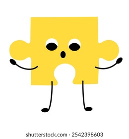 Puzzle with Face. Emotion. Colored character. Cartoon style. Flat design. Hand drawn trendy Vector illustration isolated on white background