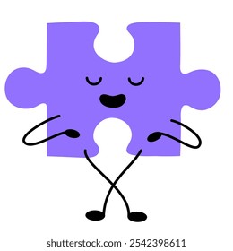Rompecabezas con cara. Emoción. Personaje de color. Estilo de dibujos animados. Diseño plano. Ilustración vectorial de moda dibujada a mano aislada sobre fondo blanco