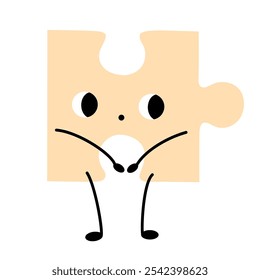 Puzzle with Face. Emotion. Colored character. Cartoon style. Flat design. Hand drawn trendy Vector illustration isolated on white background