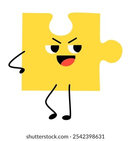 Puzzle with Face. Emotion. Colored character. Cartoon style. Flat design. Hand drawn trendy Vector illustration isolated on white background