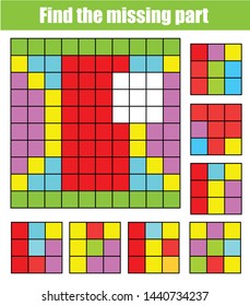 puzzle. Fid missing part and complete picture. Educational game for children and kids.