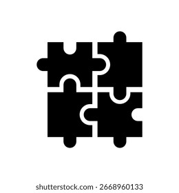Puzzle filled black vector icon solated on white background. Eps 10