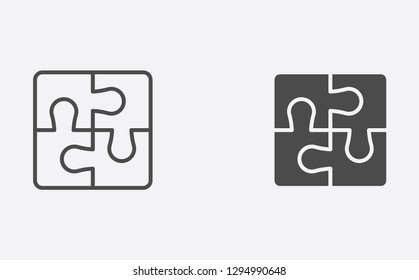 Puzzle filled and outline vector icon sign symbol