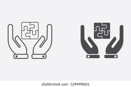 Puzzle filled and outline vector icon sign symbol