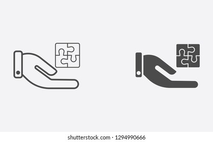 Puzzle filled and outline vector icon sign symbol