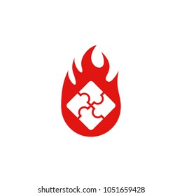 Puzzle Fire Logo Icon Design