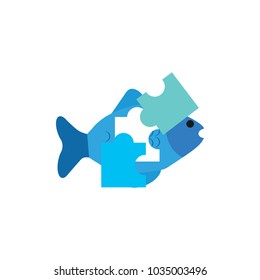 Puzzle Fish Logo Icon Design