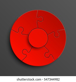 Puzzle five piece business presentation. Circle infograph. 5 Step round process diagram. Section compare banner.