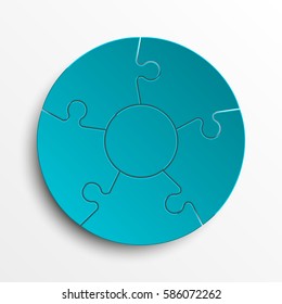 Puzzle five piece business presentation. Circle infograph. 5 Step round process diagram. Section compare banner.