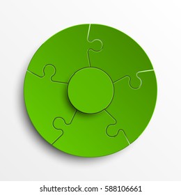 Puzzle five piece business presentation. Circle infograph. 5 Step round process diagram. Section compare banner.