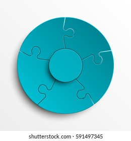 Puzzle five piece business presentation. Circle infograph. 5 Step round process diagram. Section compare banner.