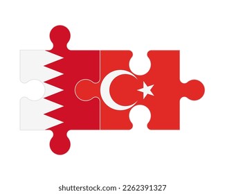 puzzle of flags of Bahrain and Turkey, vector