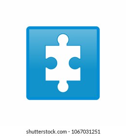 Puzzle flat icon with long shadow on color background , vector illustration