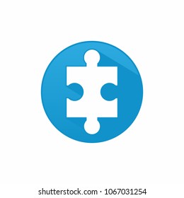 Puzzle flat icon with long shadow on color background , vector illustration