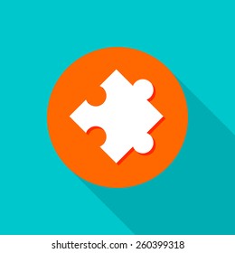 Puzzle flat icon with long shadow on color background , vector illustration , eps10