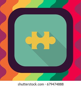 puzzle flat icon with long shadow, vector illustration 