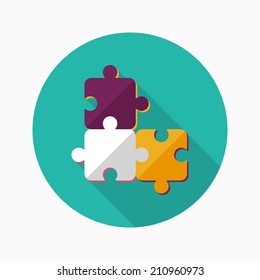 Puzzle flat icon with long shadow,EPS 10