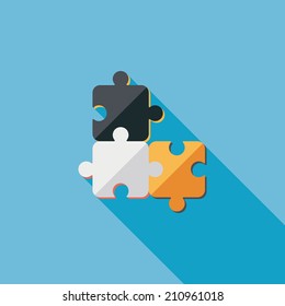 Puzzle flat icon with long shadow,EPS 10